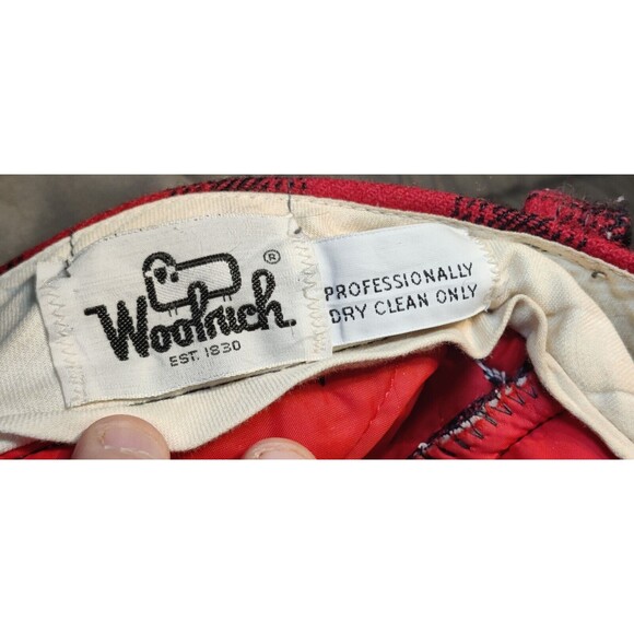 1963 Woolrich Red Black Buffalo Plaid Hunting Pants 36x30 Cuffed Zip Front Wool - Picture 5 of 10